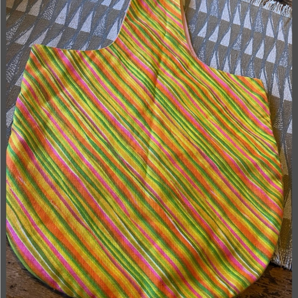 Vibrant Orange and Pink Striped Tote Bag